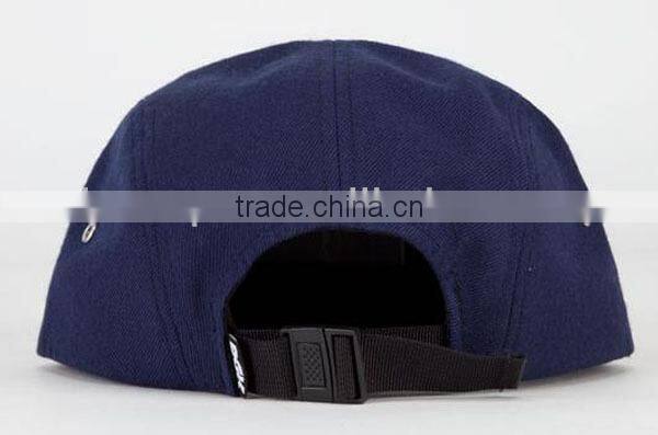 100%Cotton custom bill navy blue 5 panel plain cap