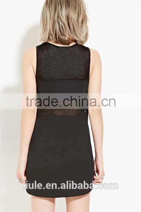 New Design Women Cotton Lace Perspective Sleeveless casual Dresses sexy dress for ladies