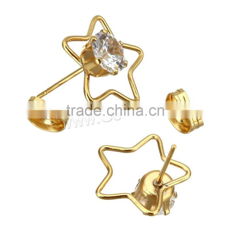 made Stainless Steel Cubic Zirconia star diamond stud earring