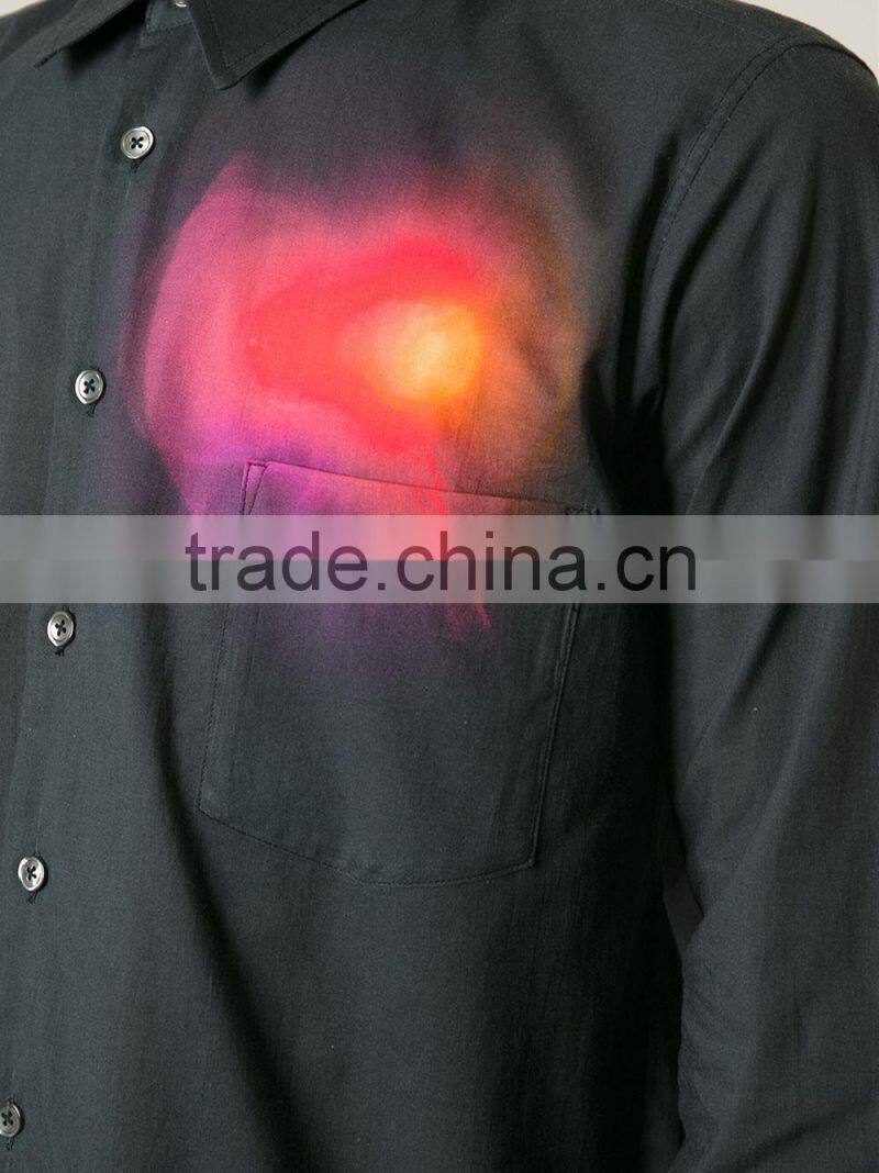mens Black cotton spectrum print button-fastening cuffs long sleeve shirt
