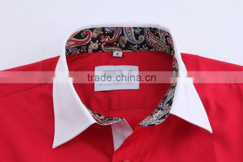 solid color contrast collar and cuff men's formal casual dress shirts