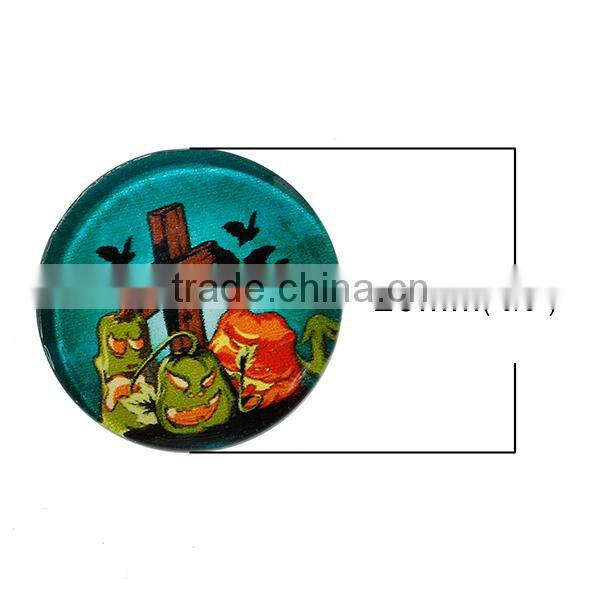 Glass Dome Seals Cabochons Round Flatback Multicolor Halloween Pumpkin Bat Pattern Transparent 20mm Dia