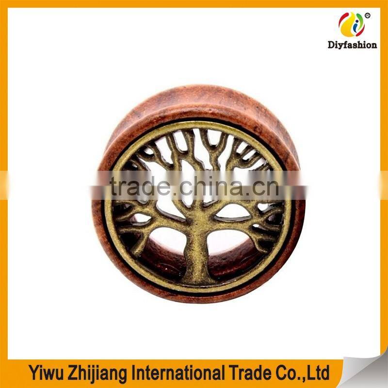 Oasis Plus Tree Of Life Oranic Wood Tunnels Double Flared Ear Stretcher Saddle Plugs Gauge