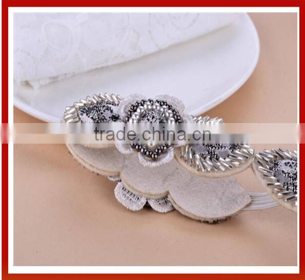 Handmade Rhinestone Crystal Beaded Elastic Fashion Elastic Hai Headmade Crystal Glass Beads Hair Band Girl Bridal Pearls Beads