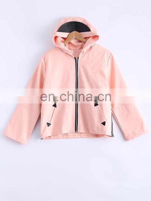 Wholesale spring fashionable women zipper hoodie jacket