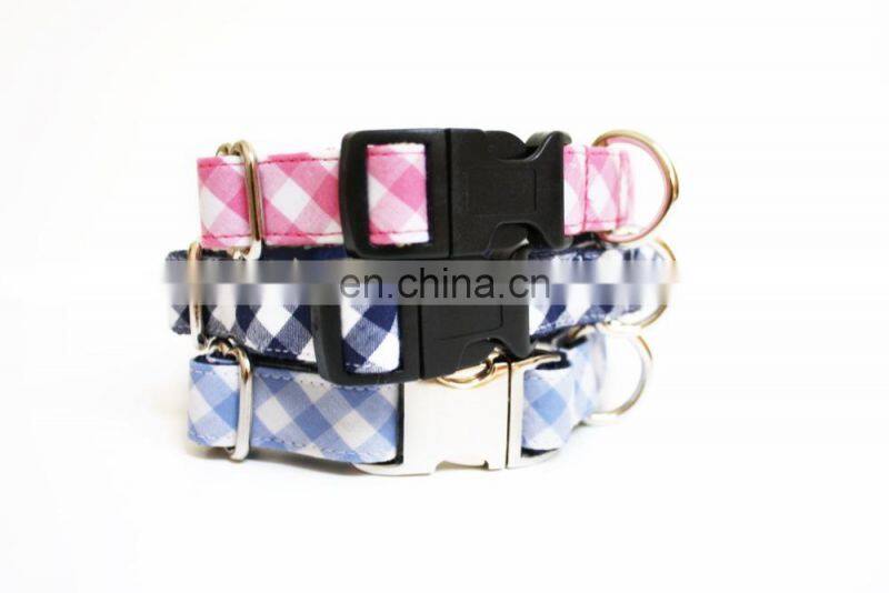 Wholesale custom logo plaid dog collar and lead set