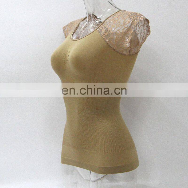 2015 beautiful seamless shapers Shoulder stitching lace and butterfly embroidery clothing