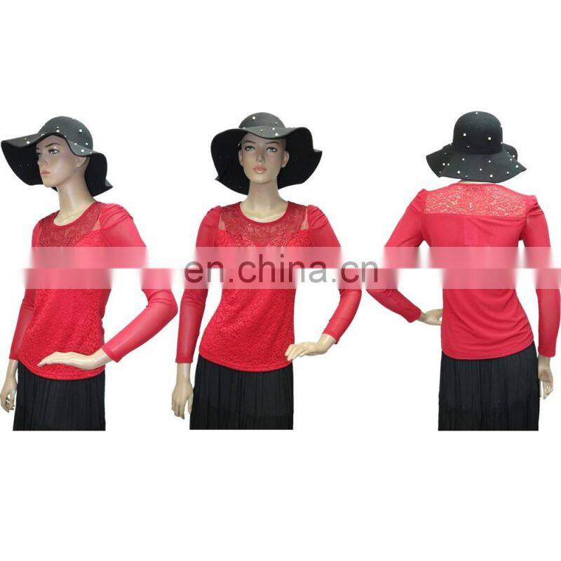 Wholesale plain color long sleeve bottoming t shirt with high quality for woman