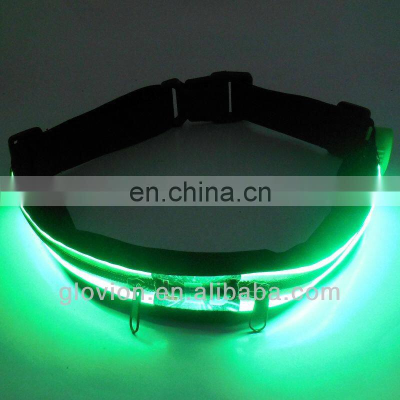 Newest Flashing led waistband led light zipper waistband glowing sports waistband
