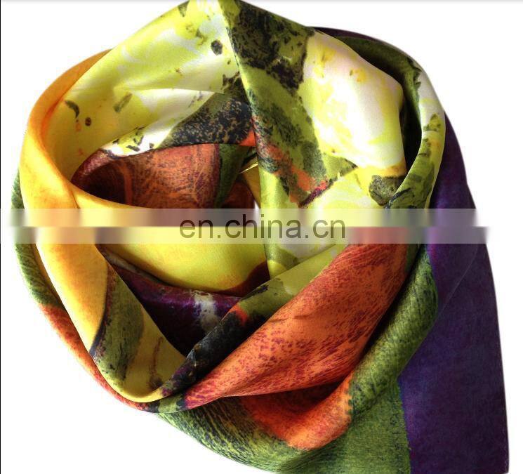 painting square satin silk fashion under scarf