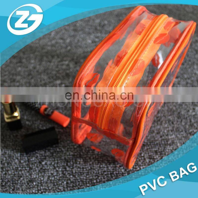 New Design Fashion Sexy Lipper Zipper Top Girls Make up Cosmetic Printed PVC Bag