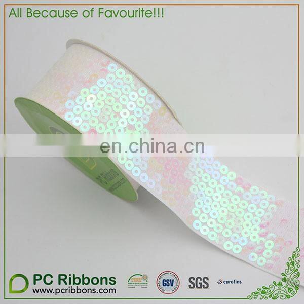 1 1/2'' inch Customized wholesale fashionable sequin ribbons
