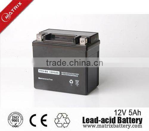 ytx5-bs 12V 5Ah maintenance free motorcycle battery with best price motorcycle battery