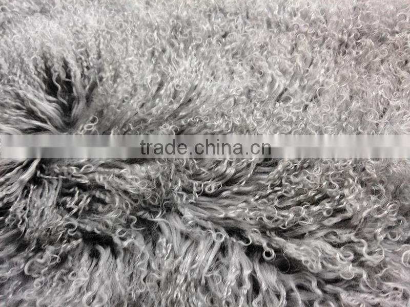 TOP QUALITY CURLY FUR TIBETAN LAMB SKIN RUG