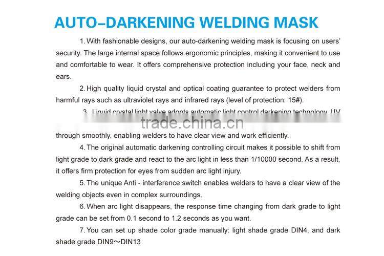 high quality welding helmet, auto darkening welding helmets for sale WM020