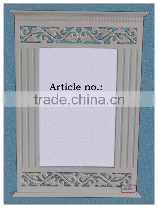 white color wooden framed mirror with carving / wooden decor carved mirror / wall decorative mirror