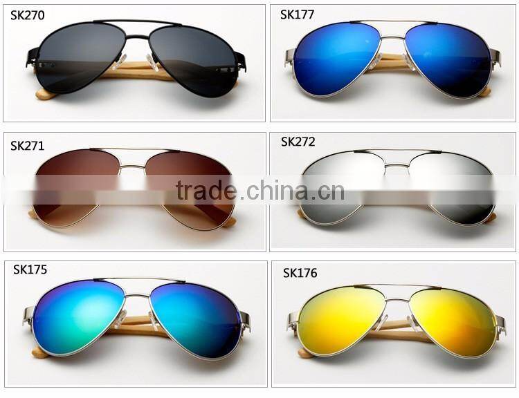 hand made wood temple metal frame classic men driving fishing sunglasses