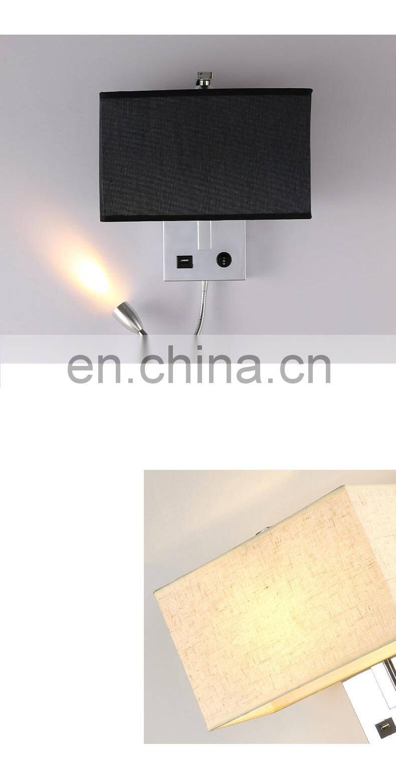Modern Indoor Luxury Decorative Bedroom Light Bedside USB LED Wall Lamp With Wireless Charger