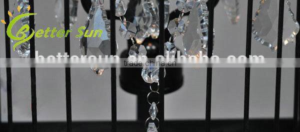 Rural Style Archaize Color 2 Lights Wrought Iron Cage Crystal Wall Lamp