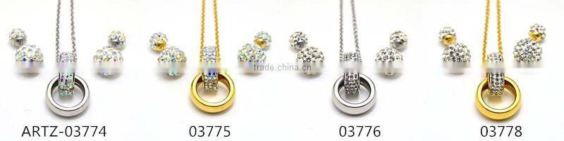 Fashion jewelry pendant designs for women gemstone double ring pendant