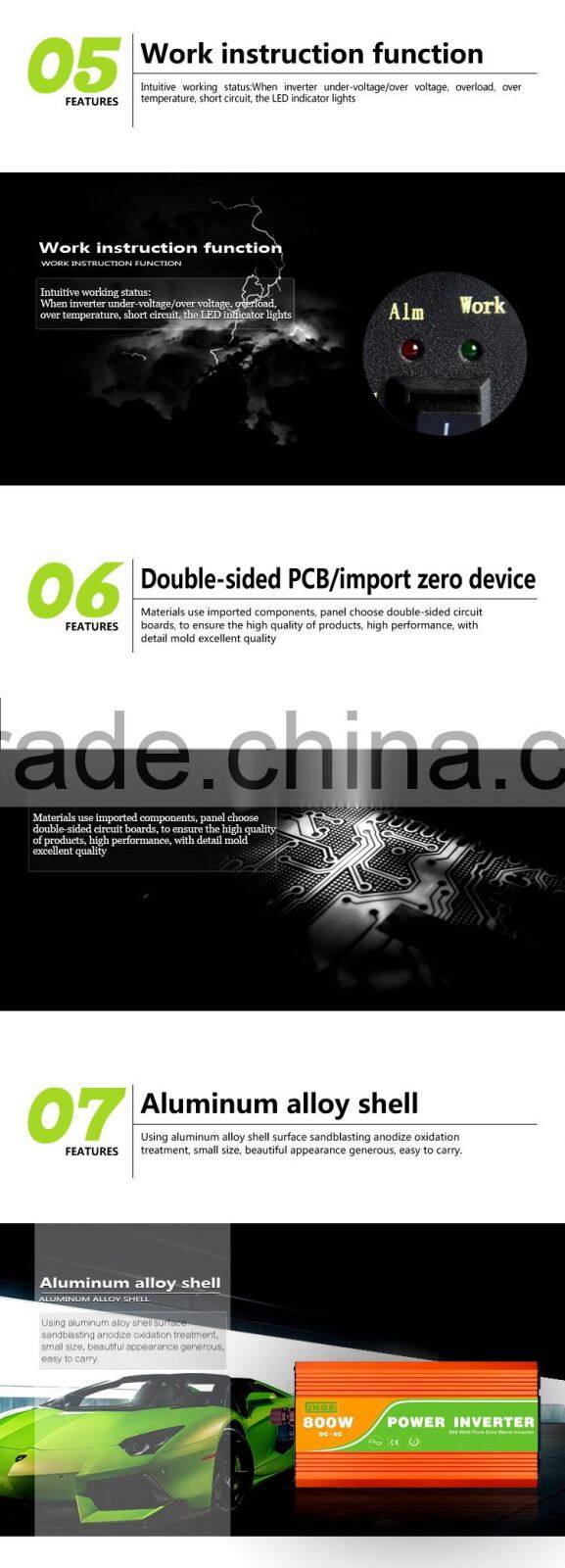 800W 12v 24v Pure sine wave inverter off grid inverter 3 years warranty