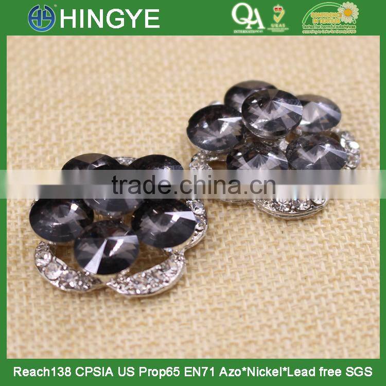 Hot sale large size grey crystal rhinestone button 15777