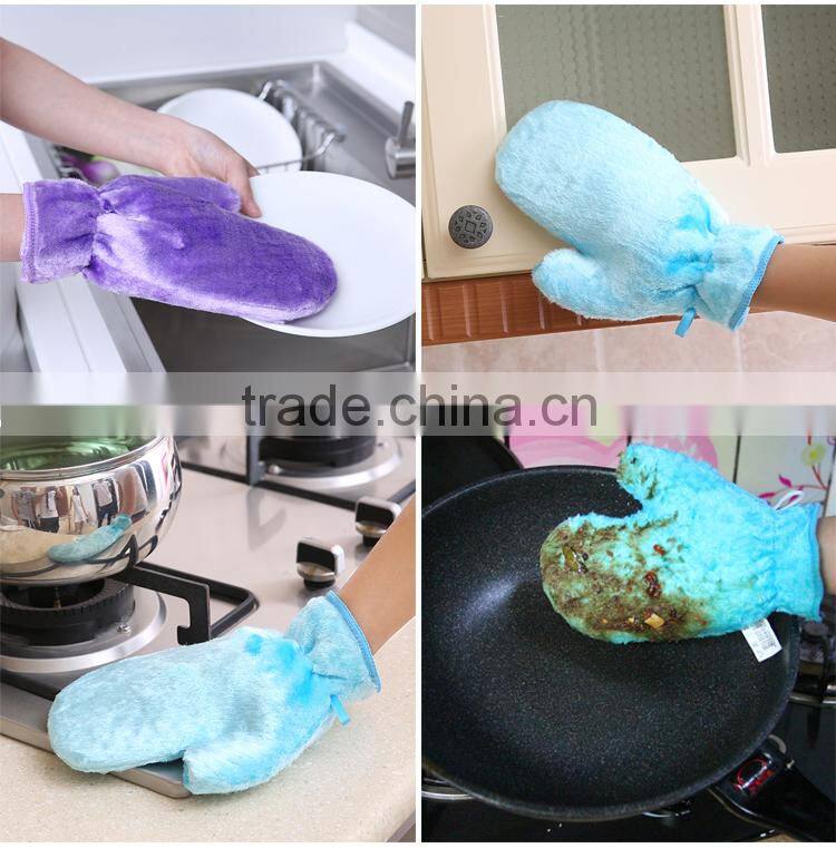 Brush Cleaning Glove Best Selling Wood Fiber Glove Wash Cloth