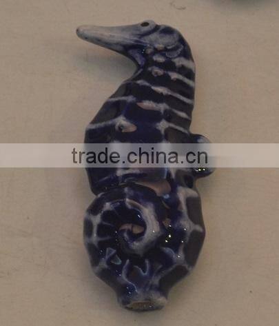 Marine series of embossed 3D ceramic home decor Hippocampus pendants