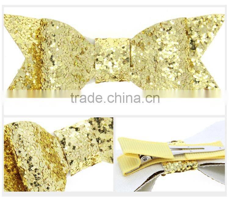 Hot selling sequin hair bow with clip boutique hair bow handmade sequin hair clip CB-3590