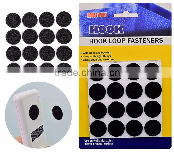 100% Nylon reusable round and square shape hook and loop tape back with gule