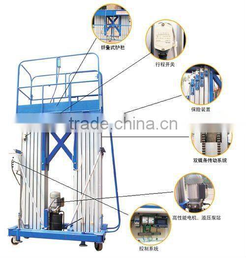 double mast aluminum lift,hydraulic lift elevator sale