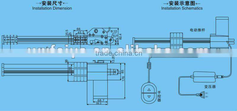 High quality FY014D 12v 24v DC motor electronic equipment linear actuator
