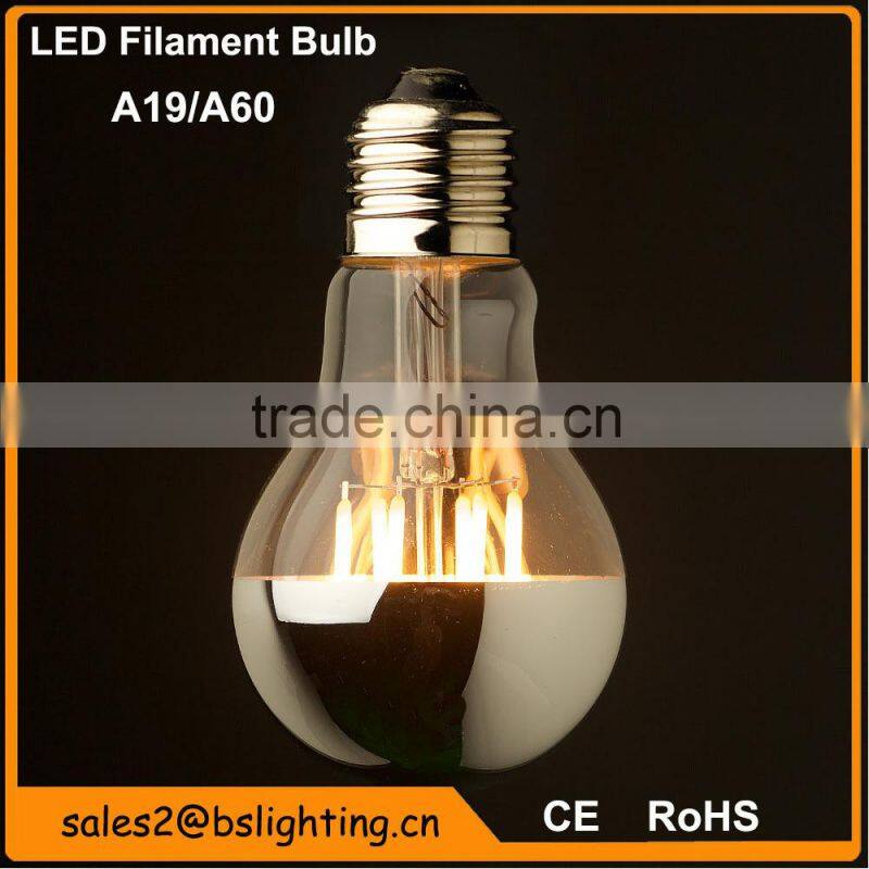 Factory Price A19/A60 3Watt Dimmable Lantern Edison LED Clear Bulb e27 socket