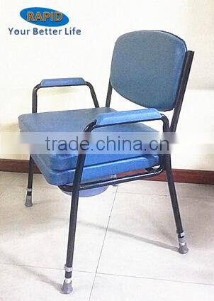 plastic armrest pad commode chair adjustable height hospital chair for elderly