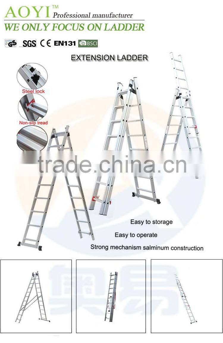 YK Sell well strong folding lightweight aluminum extension 2 layers ladder with EN131