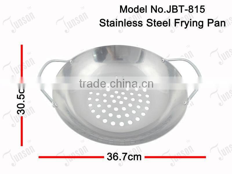 Stainless Steel Frying Pan with Holders/Cheap Fryer with Holes/Stainless Steel Grill Frying Pan