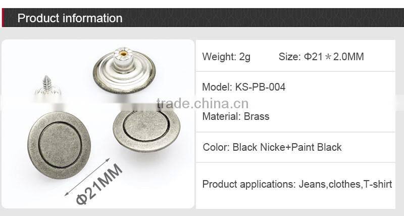 Cheaper Brass Black Nickle Metal Jeans Button Cover