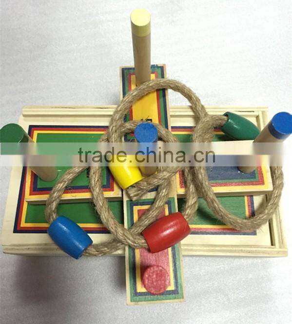 Hot selling 2016 New 5 Rope Quoits Wooden Ring Toss Game Hot selling 2016 New 5 Rope Quoits Wooden Mixed color Garden toys Game