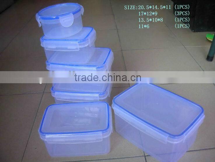 6 pcs plastic kitchen food storage container set