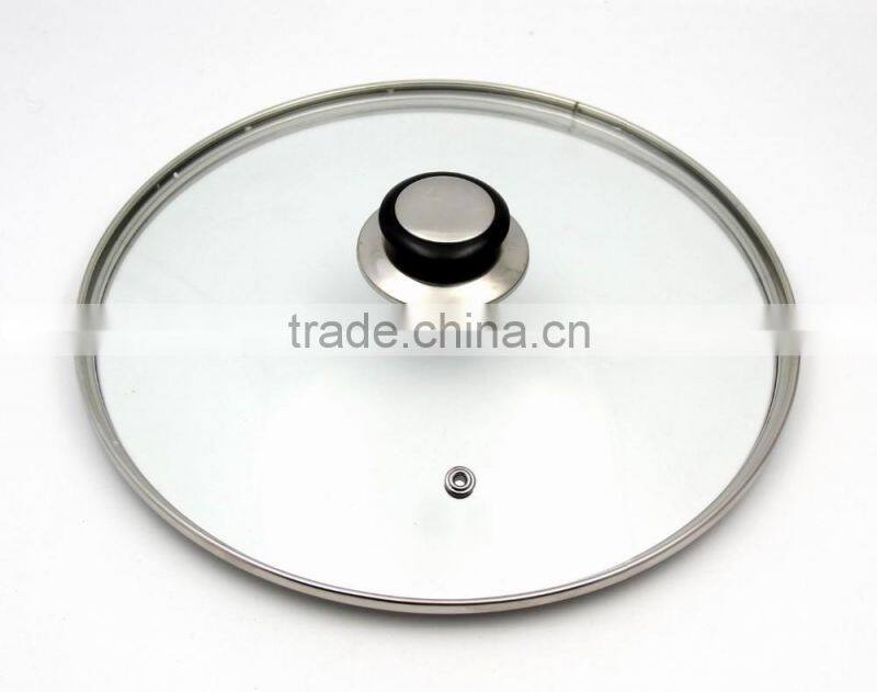 Hot-sale 24 cm thickness 4mm cooking glass pot lid & stainless steel glass cover