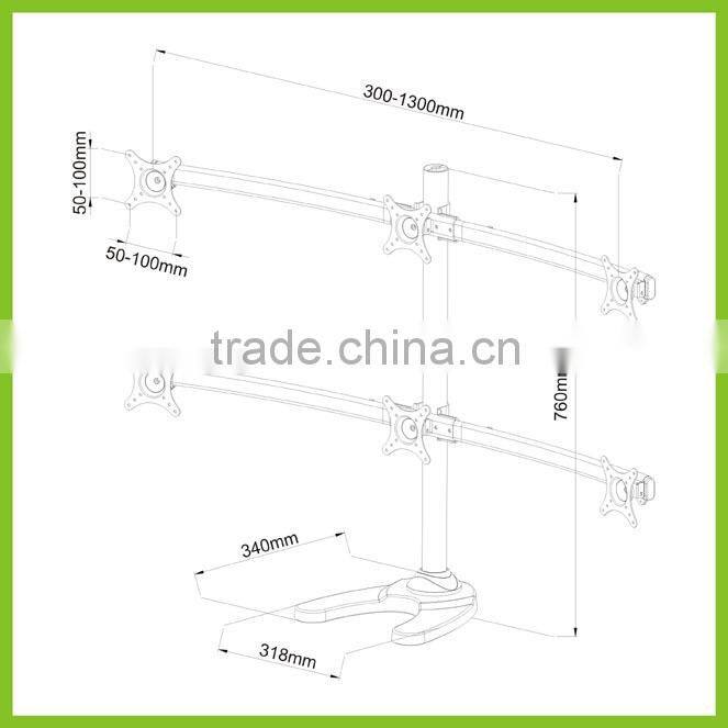 CURVE-H-STAND Desktop LCD Mount for Six Monitors
