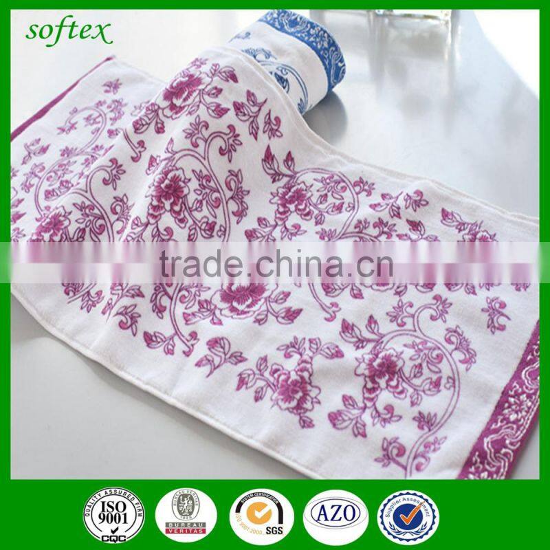 wholesale 100g oem cotton flowers Peony printed velour towels