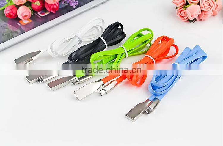 2016 TPE material and Zinc Alloy mobile phone usb charger cable for electronics device