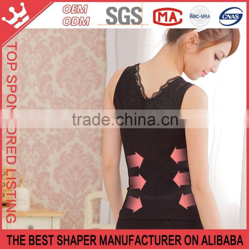 High Quality Lace Design Lady Tank Top Tummy Control V Neck Tank Top