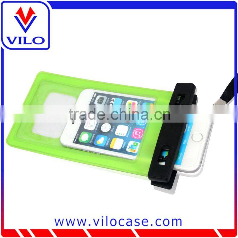 Touchable screen waterproof pouch with neck strap