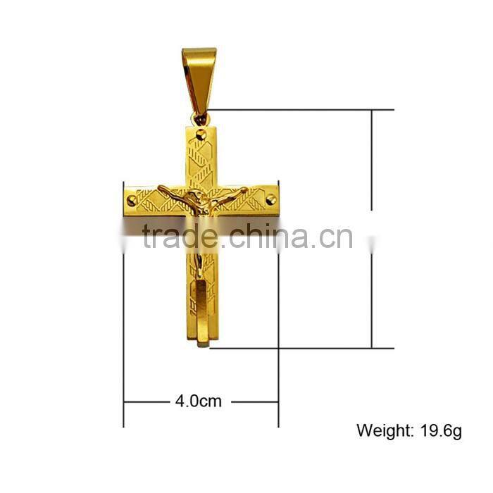 Wholesale fashion jewelry JCN0331 gold stainless steel Jesus cross necklace pendant