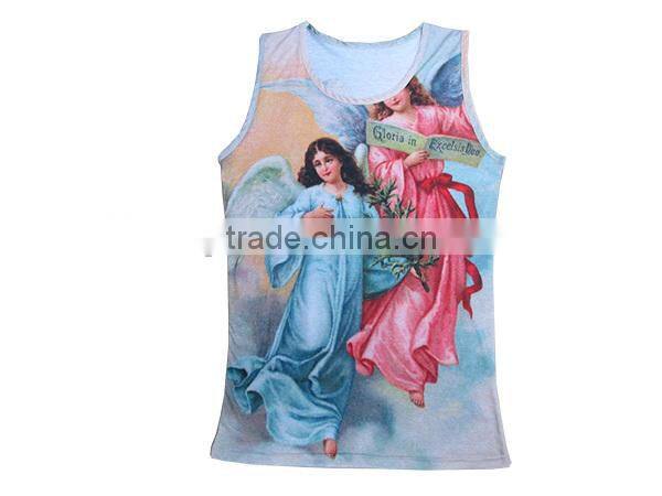 loose fitting gym tank tops&singlets ,sublimation printing back fitness tank top