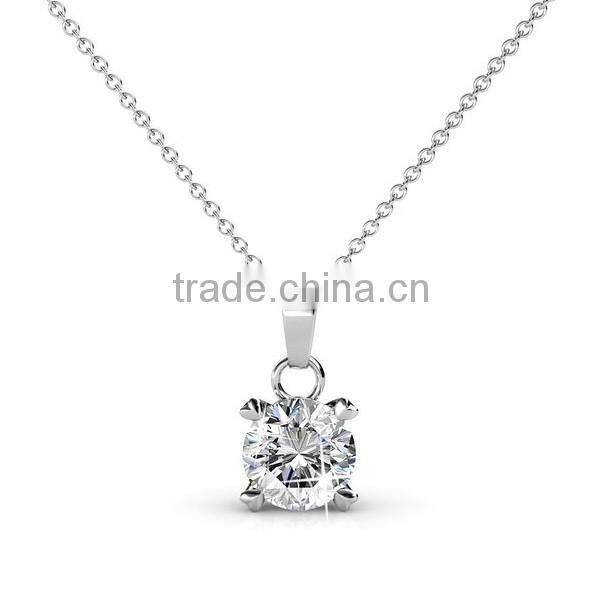 18K White Gold Filled Zircon Crystal Silver Diamond Pendant Necklaces