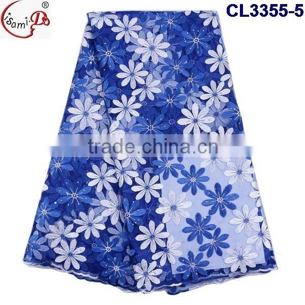 Nice lace CL3355 lovely color fancy french lace tulle lace with beads African french lace for wholesale price for women dress