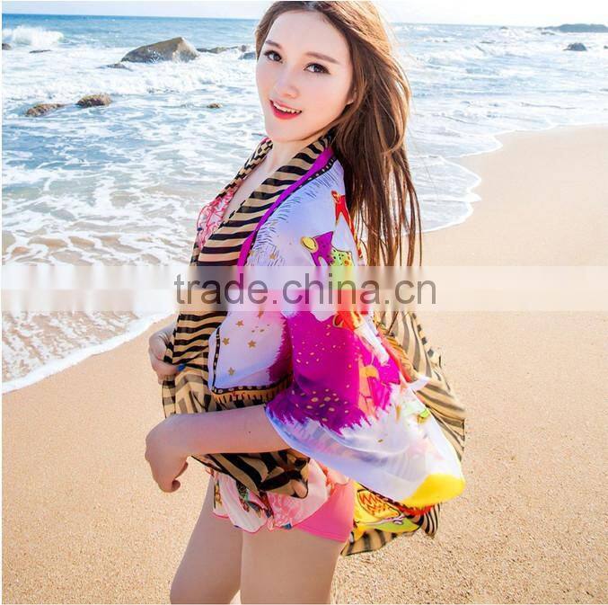 2015 fashion scarf high qulity rose multi wear beach dress